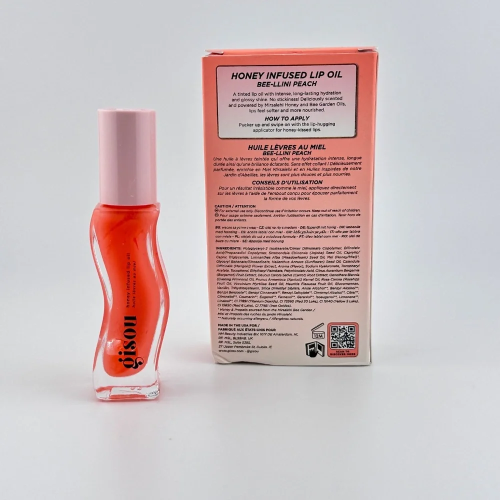 🆕 GISOU - Honey Infused Hydrating Lip Oil in Bee-llini Peach (Full Size)
